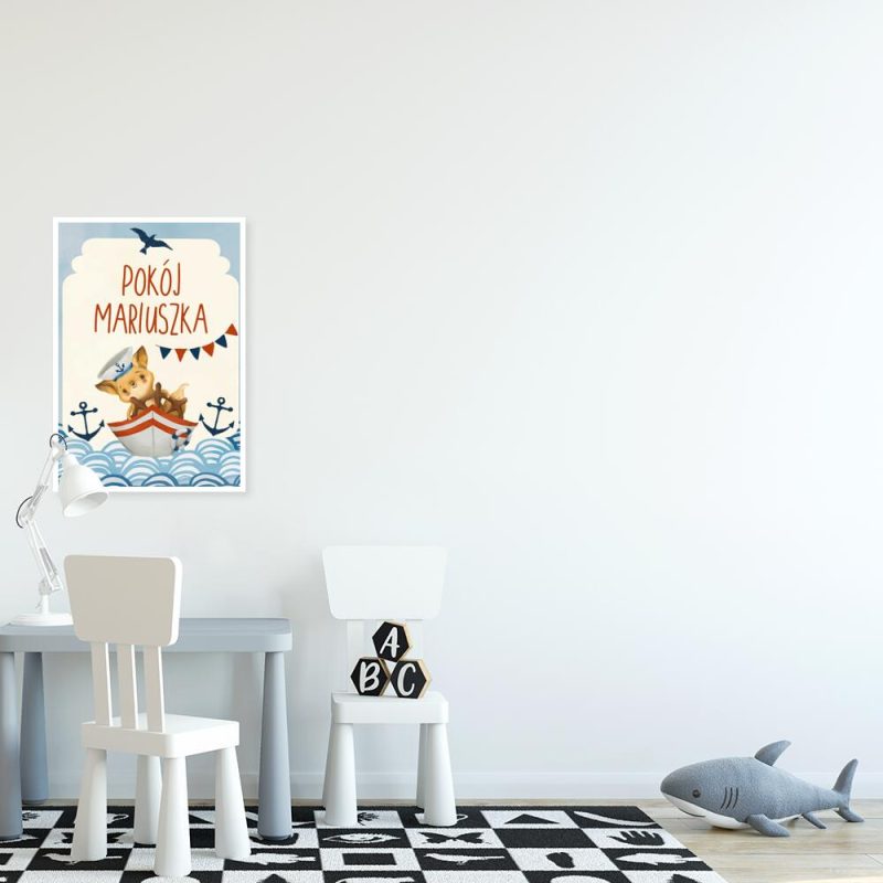 Niebieskie morze- Imienny plakat do pokoju chłopca