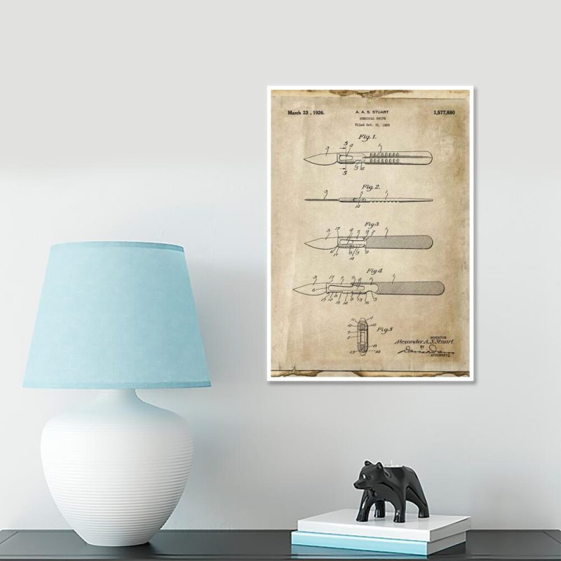 Medyczny plakat retro - Patent na skalpel dla weterynarza