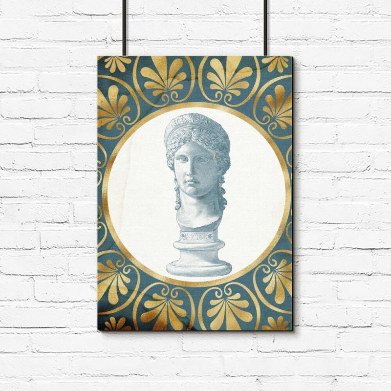 Plakat z rzeźbą głowy rzymianki