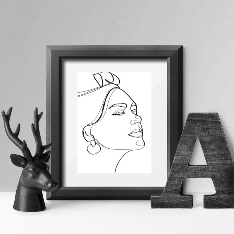 Plakat nowoczesny line art z kobietą do dekoracji sypialni