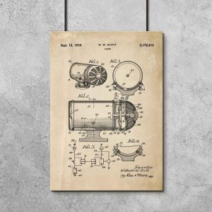 Patent na syrenę dźwiękową - Plakat retro do garażu