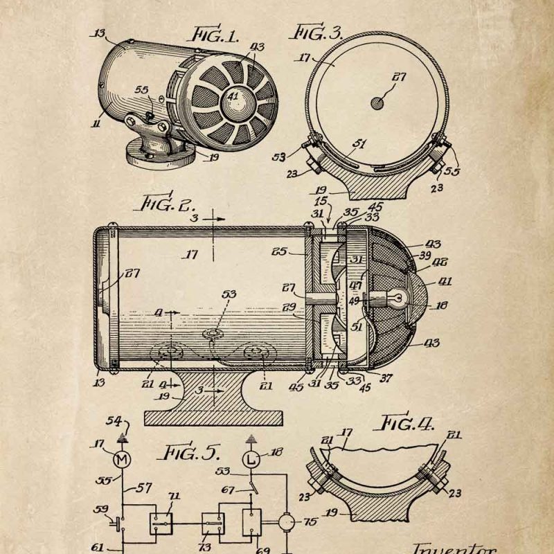 Patent na syrenę dźwiękową - Plakat retro