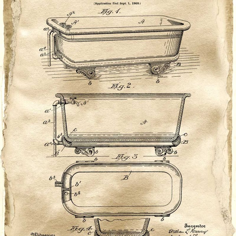 Plakat bez ramy z wanną szklaną Plakat bez ramy z wanną szklaną