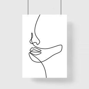 Plakat bez ramy ze szkicem kobiecej twarzy