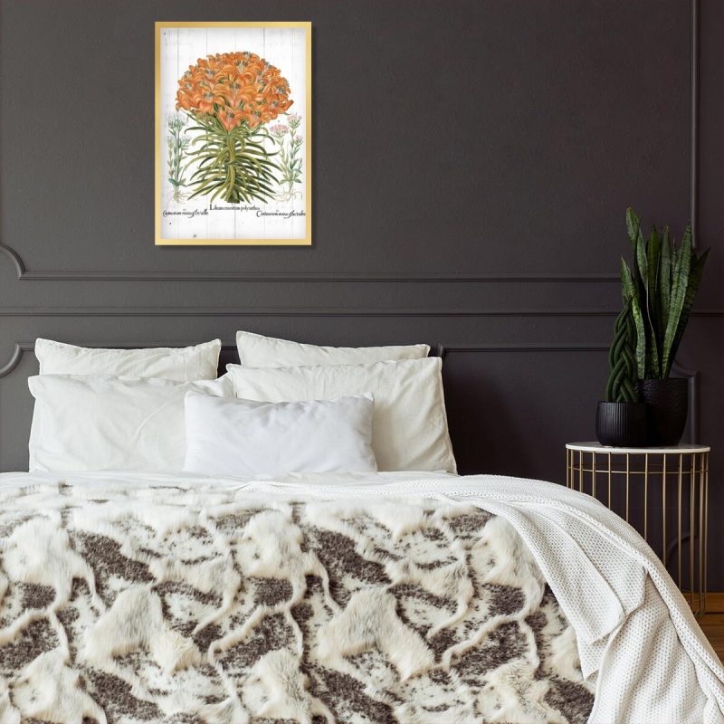 Plakat botaniczny - Pomarańczowe lilie z cętkami do sypialni