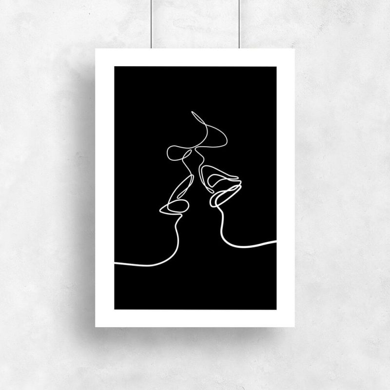 Plakat line art - pocałunek