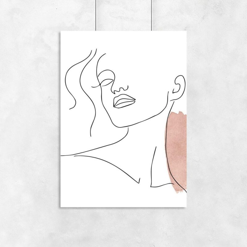 Plakat line art z kobietą twarzą