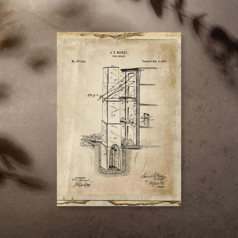 Plakat retro z wyjście pożarowym do oprawienia w ramę Plakat retro z wyjście pożarowym do oprawienia w ramę