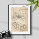 Plakat rysunek patentu na motocykl do dekoracji biura