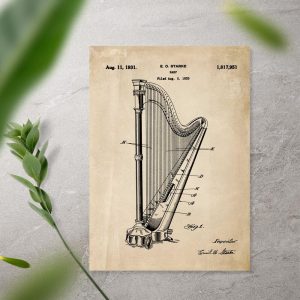 Plakat vintage z instrumentem muzycznym