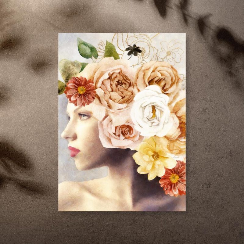 Plakat z kobietą i kwiatami do pokoju