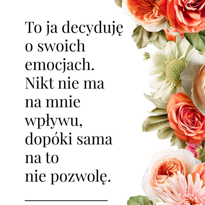 Plakat z kwiatami i sentencją