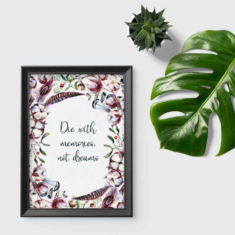 Plakat z kwiatami i typografią po angielsku