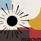 Plakat z motywem słońca i wzorkami