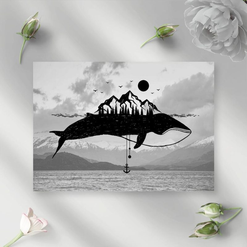 Plakat z motywem wieloryba do przedpokoju Plakat z motywem wieloryba do przedpokoju