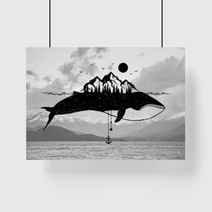 plakat plakat z motywem wieloryba do sypialni plakatynasciany pl
