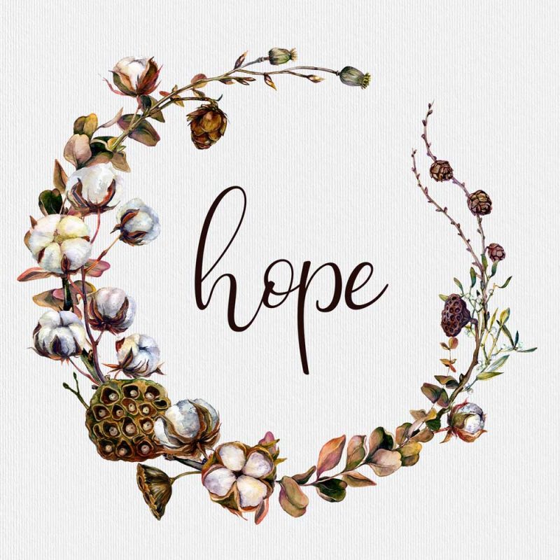 Plakat z napisem: hope do dekoracji sypialni