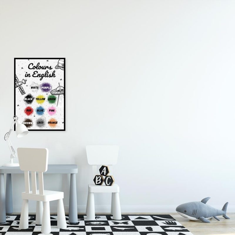 Plakat z nazwami kolorów do nauki w języku angielskim