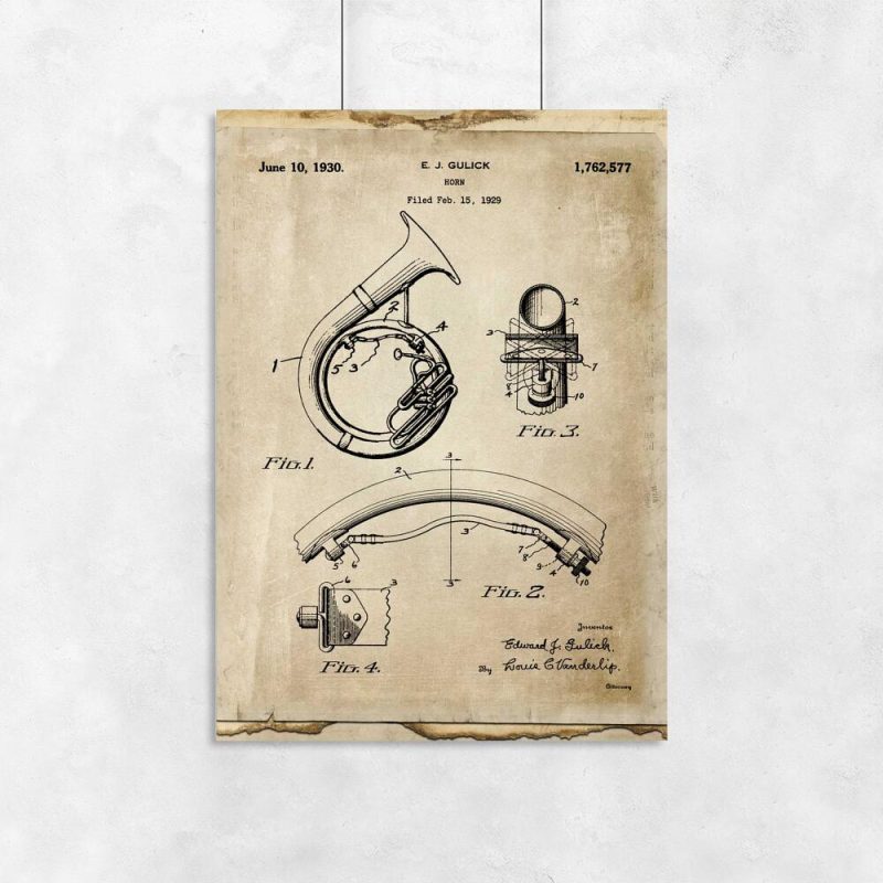 Plakat z patentem na instrument muzyczny do dekoracji szkoły