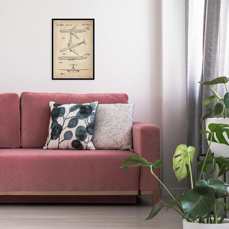 Plakat z patentem na samolot z 1981 roku do salonu Plakat z patentem na samolot z 1981 roku do salonu