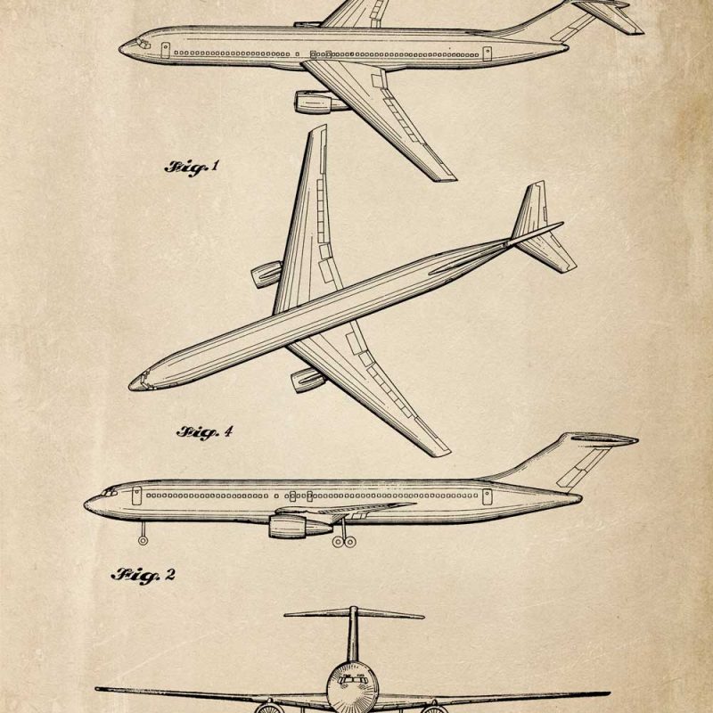 Plakat z patentem na samolot z 1981 roku