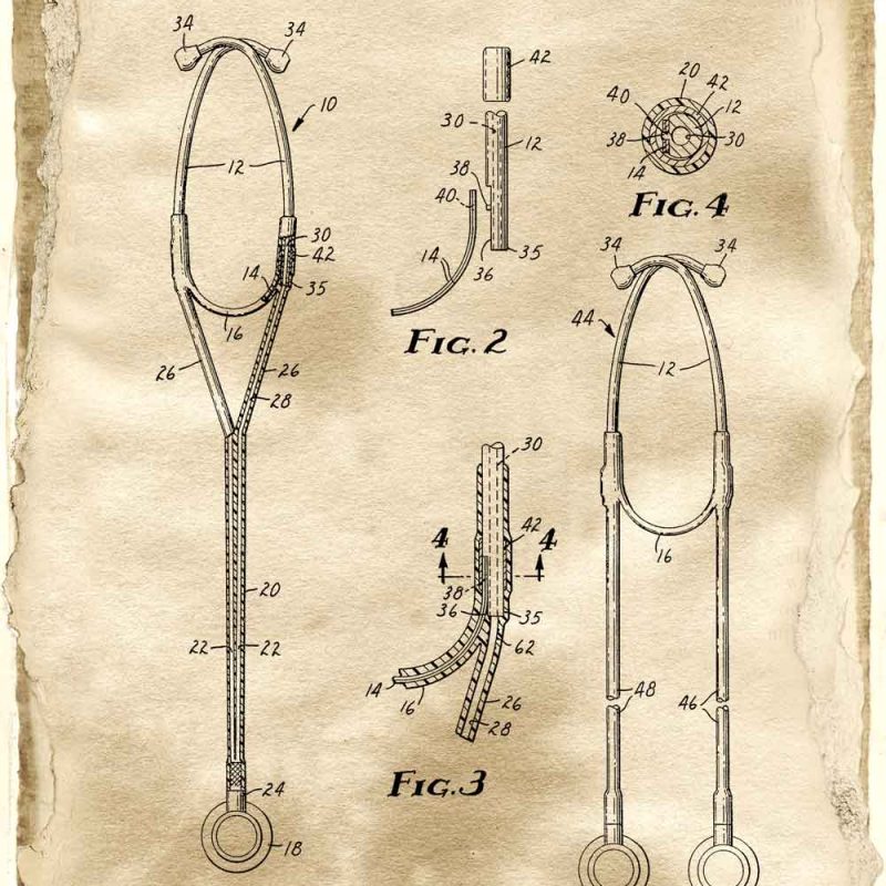 Plakat z patentem - Słuchawki lekarskie do szkoły