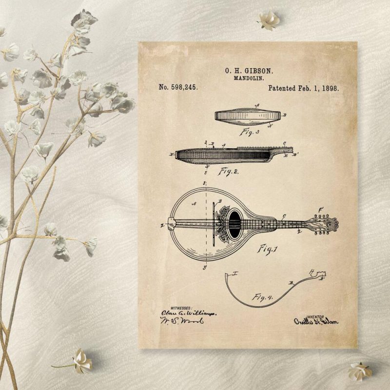 Plakat z rysunkiem mandoliny do przedpokoju Plakat z rysunkiem mandoliny do przedpokoju