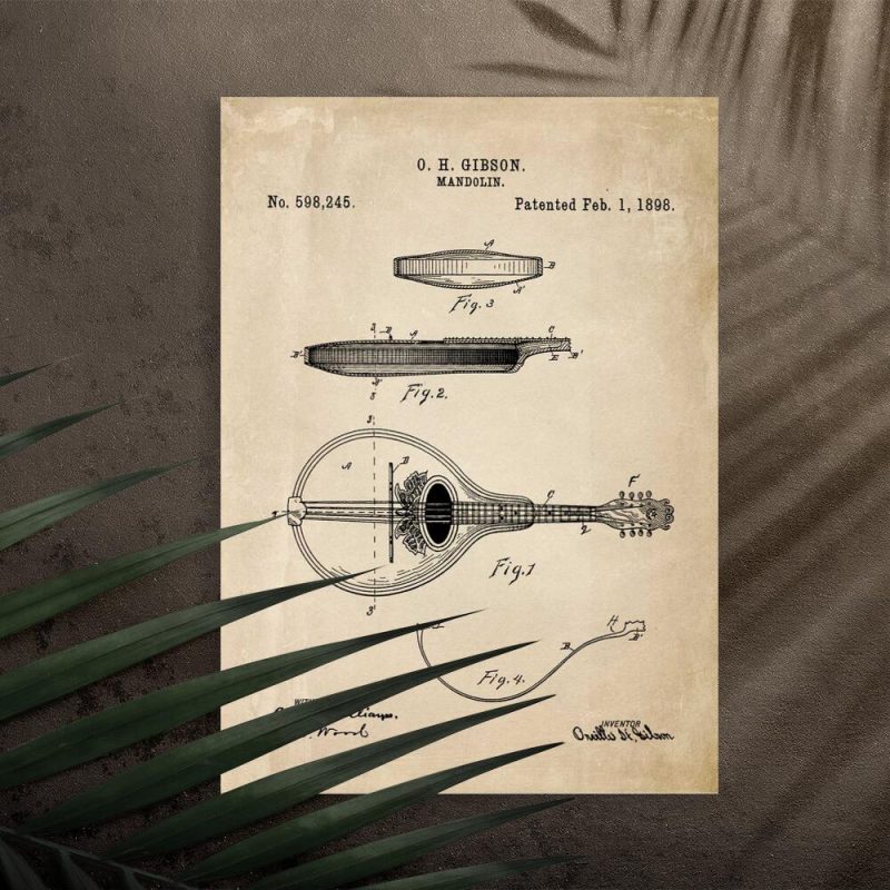 Plakat z rysunkiem mandoliny do salonu Plakat z rysunkiem mandoliny do salonu