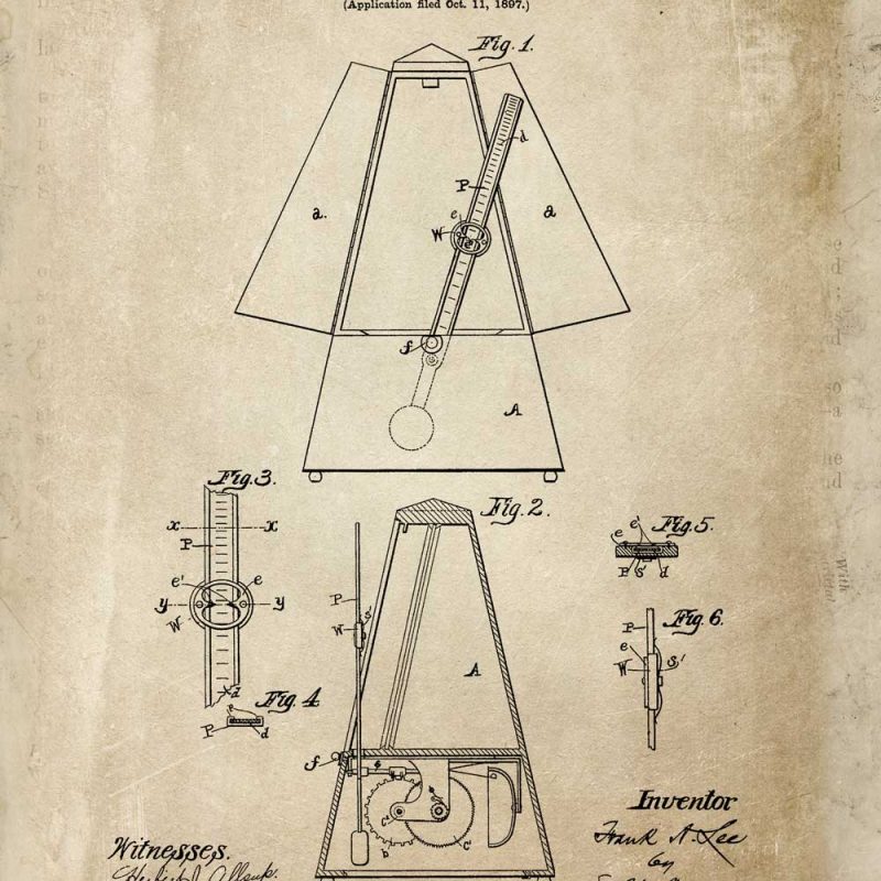 Plakat z taktomierzem - patent z 1899r. do dekoracji szkoły