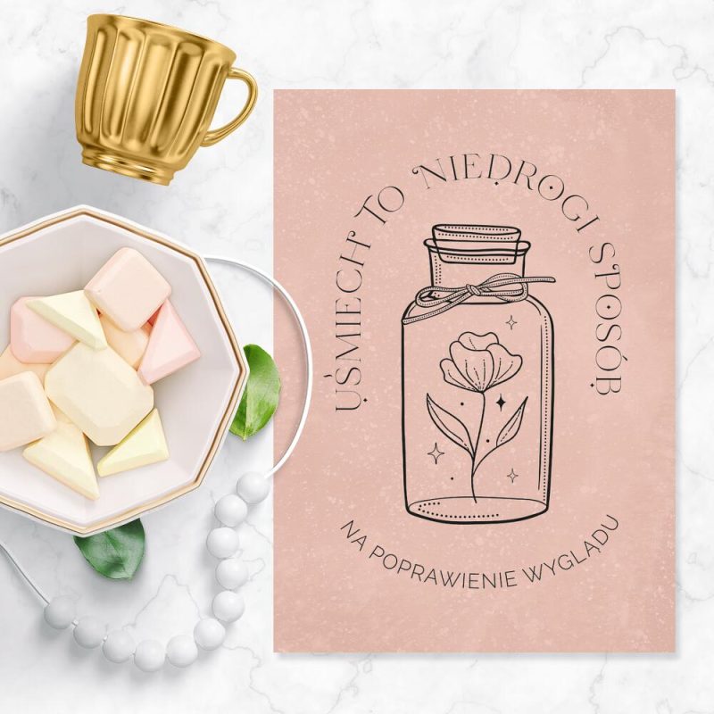 Plakat życiową maksymą: uśmiech na poprawienie wyglądu Plakat życiową maksymą: uśmiech na poprawienie wyglądu