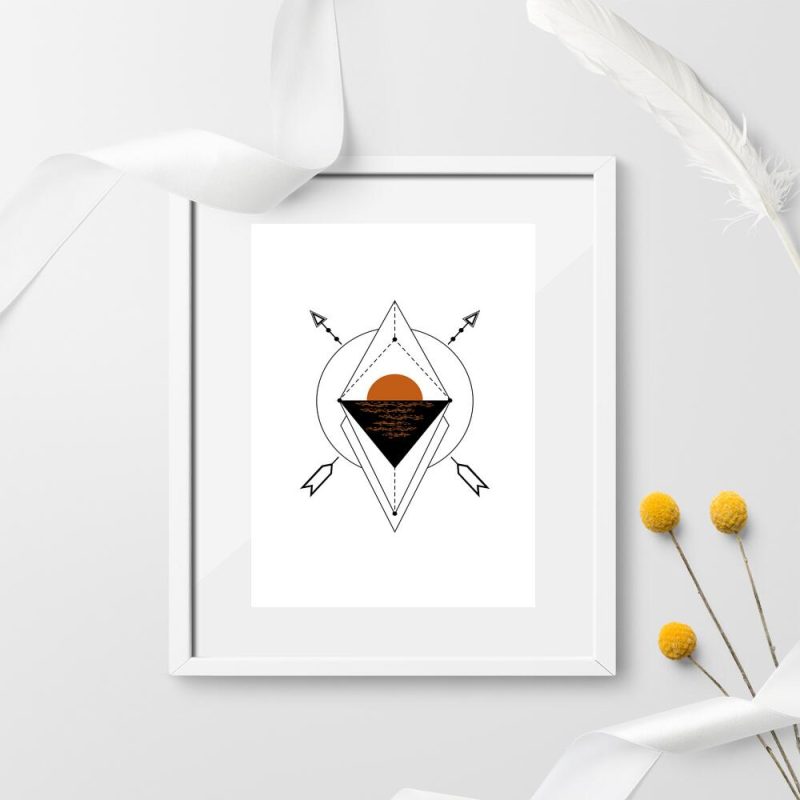 Plakaty geometryczny z zachodem do sypialni Plakaty geometryczny z zachodem do sypialni