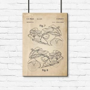 Poster dla pasjonata motoryzacji - Patent na motocykl do garażu