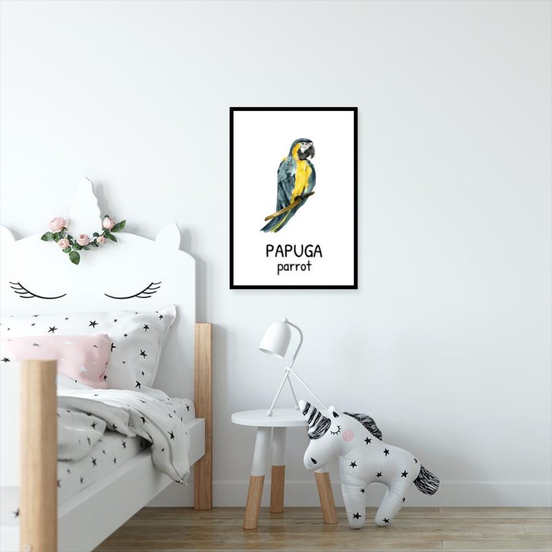Plakat z papugą do pokoju dziecięcego