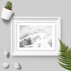 Plakat z zimowymi górami