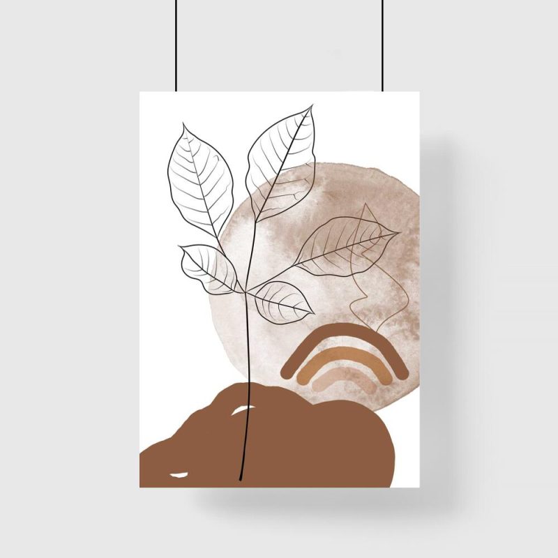 Plakat z liśćmi i górą