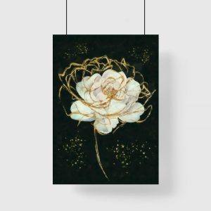 Plakat z białą różą