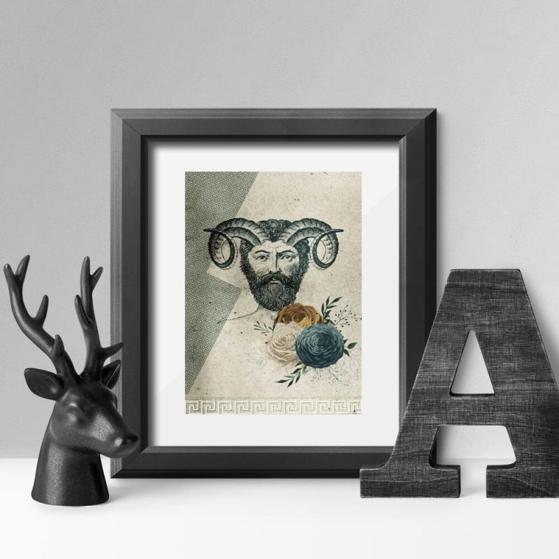 Plakat z rogatym mężczyzną Plakat z rogatym mężczyzną