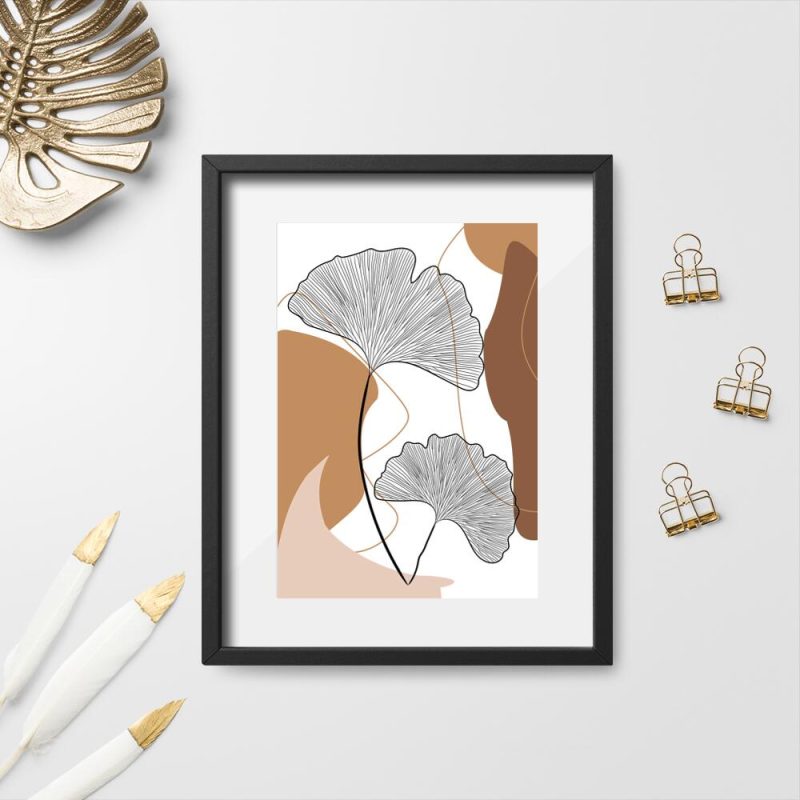 Plakat z narysowanymi liśćmi