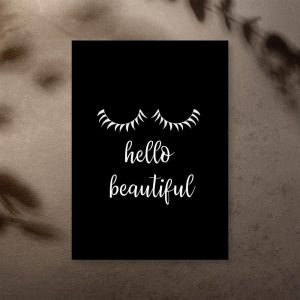 Plakat z napisem - Hello beautiful do sypialni
