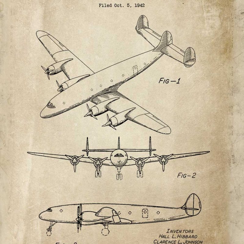 Patent na samolot w sepii - afisz