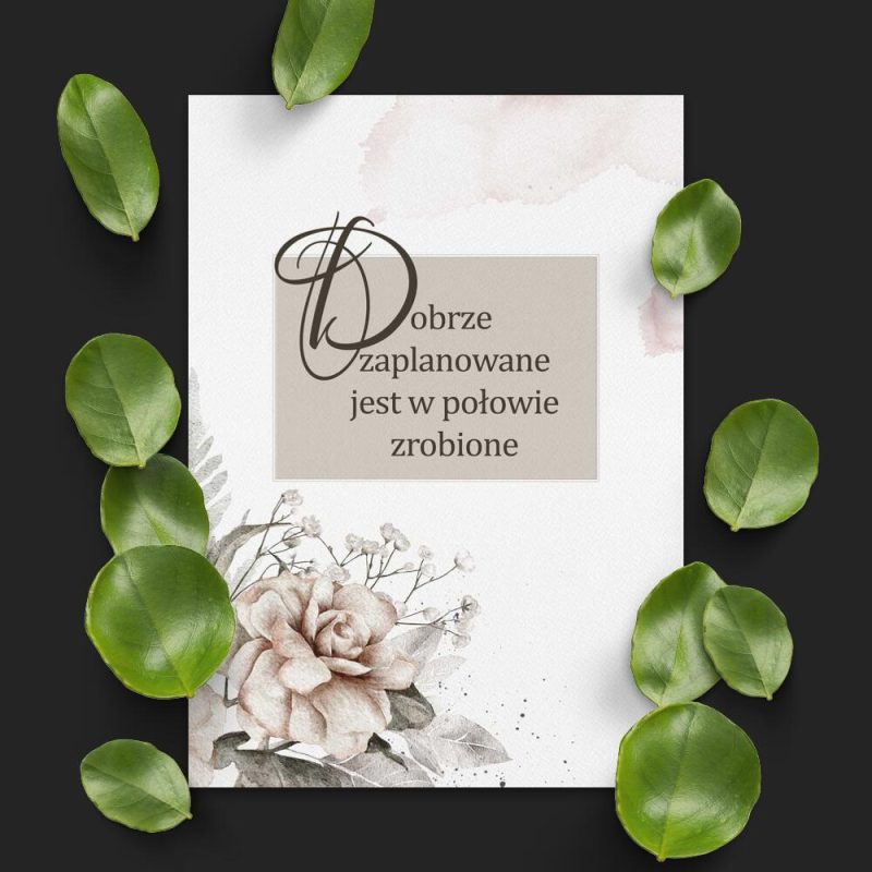 Plakat z motywem botanicznym i napisami Plakat z motywem botanicznym i napisami