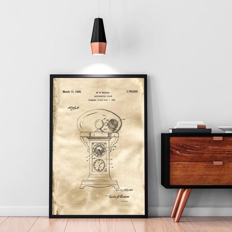 Plakat z rysunkiem ekscentrycznego zegara do salonu