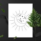 Plakat z księżycem i liśćmi do sypialni