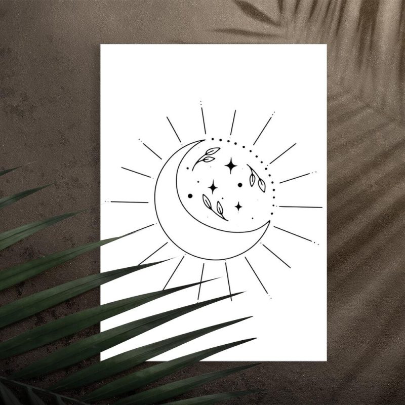 Plakat z księżycem i liśćmi do pokoju Plakat z księżycem i liśćmi do pokoju