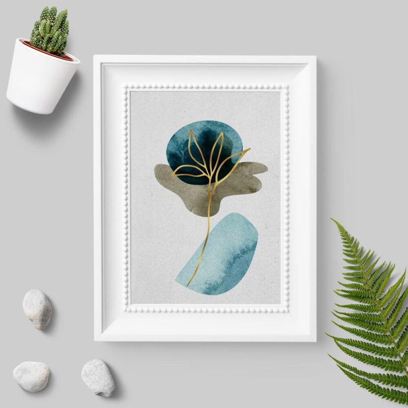 Plakat ze złotą rośliną do przedpokoju Plakat ze złotą rośliną do przedpokoju