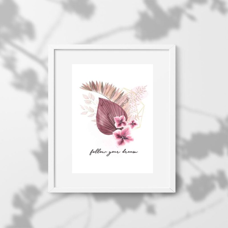 Plakat bez ramy z życiowym motto follow your dream Plakat bez ramy z życiowym motto follow your dream