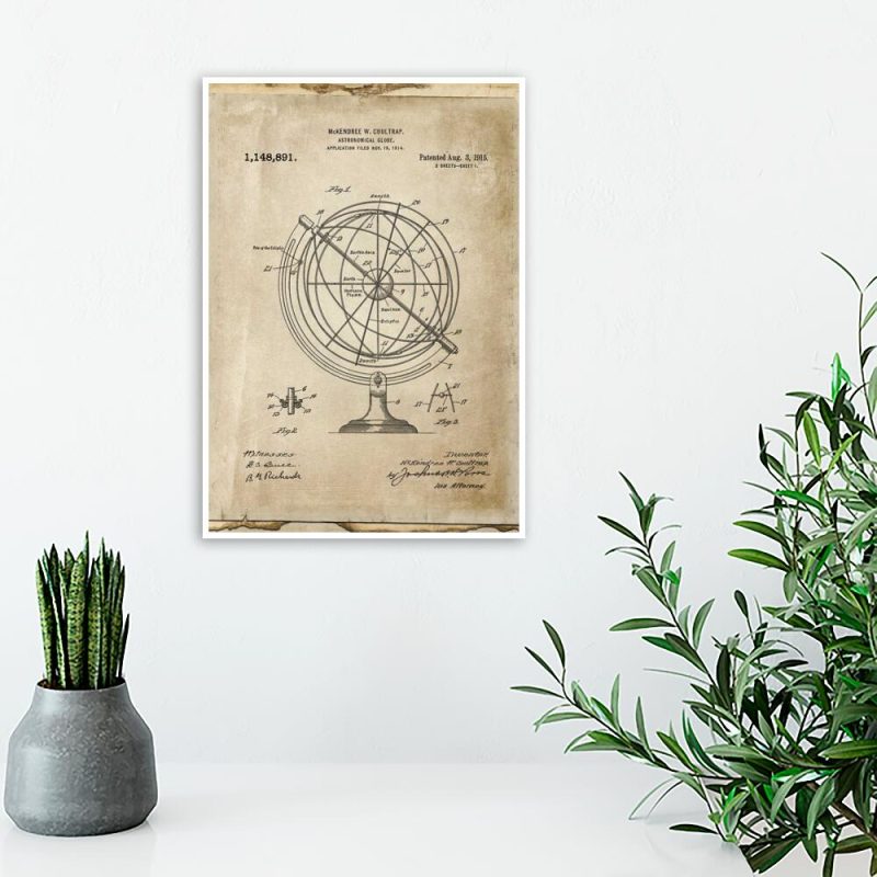 Rysunek globu astronomicznego - Plakat do sypialni