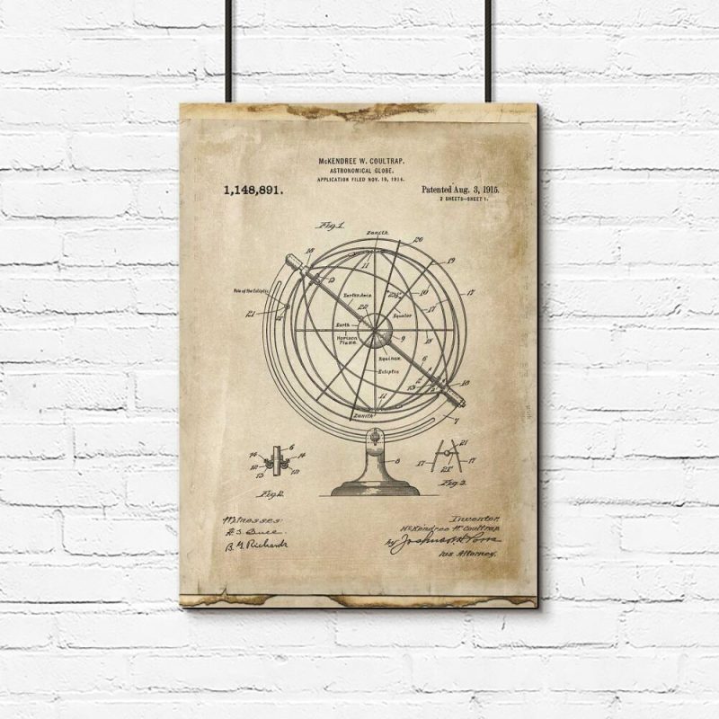 Rysunek globu astronomicznego - Plakat do salonu