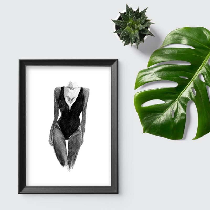 Szary plakat ze szczupłą kobietą Szary plakat ze szczupłą kobietą