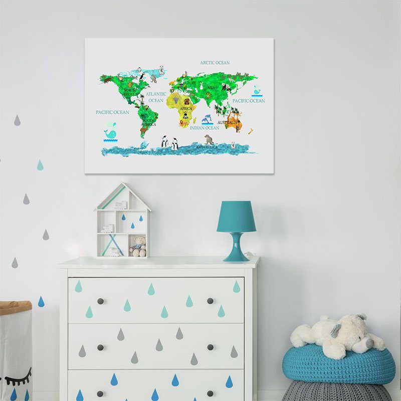 Plakat z mapą świata w ramie